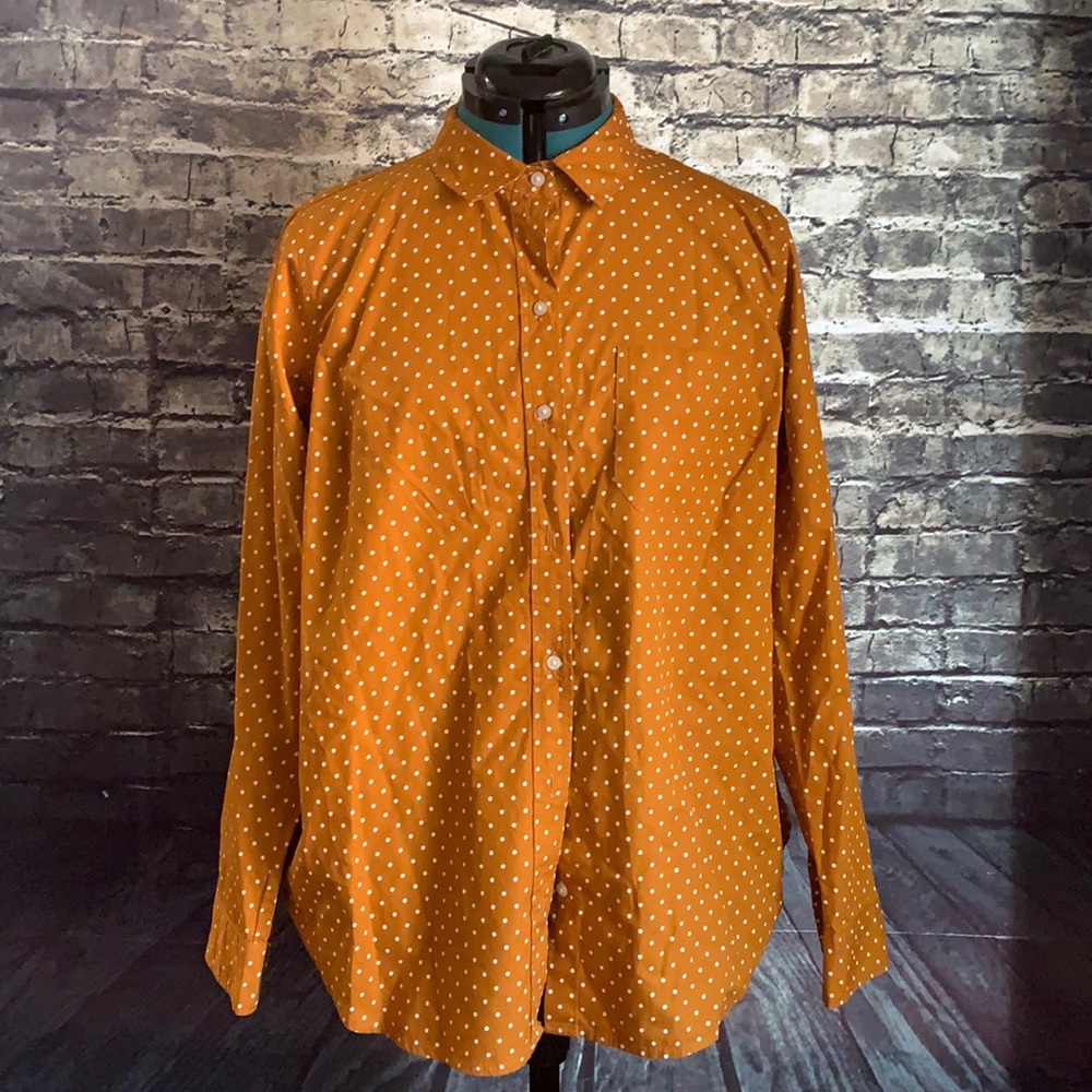 Old Navy Mustard Yellow Polka Dot Button-Down Shirt